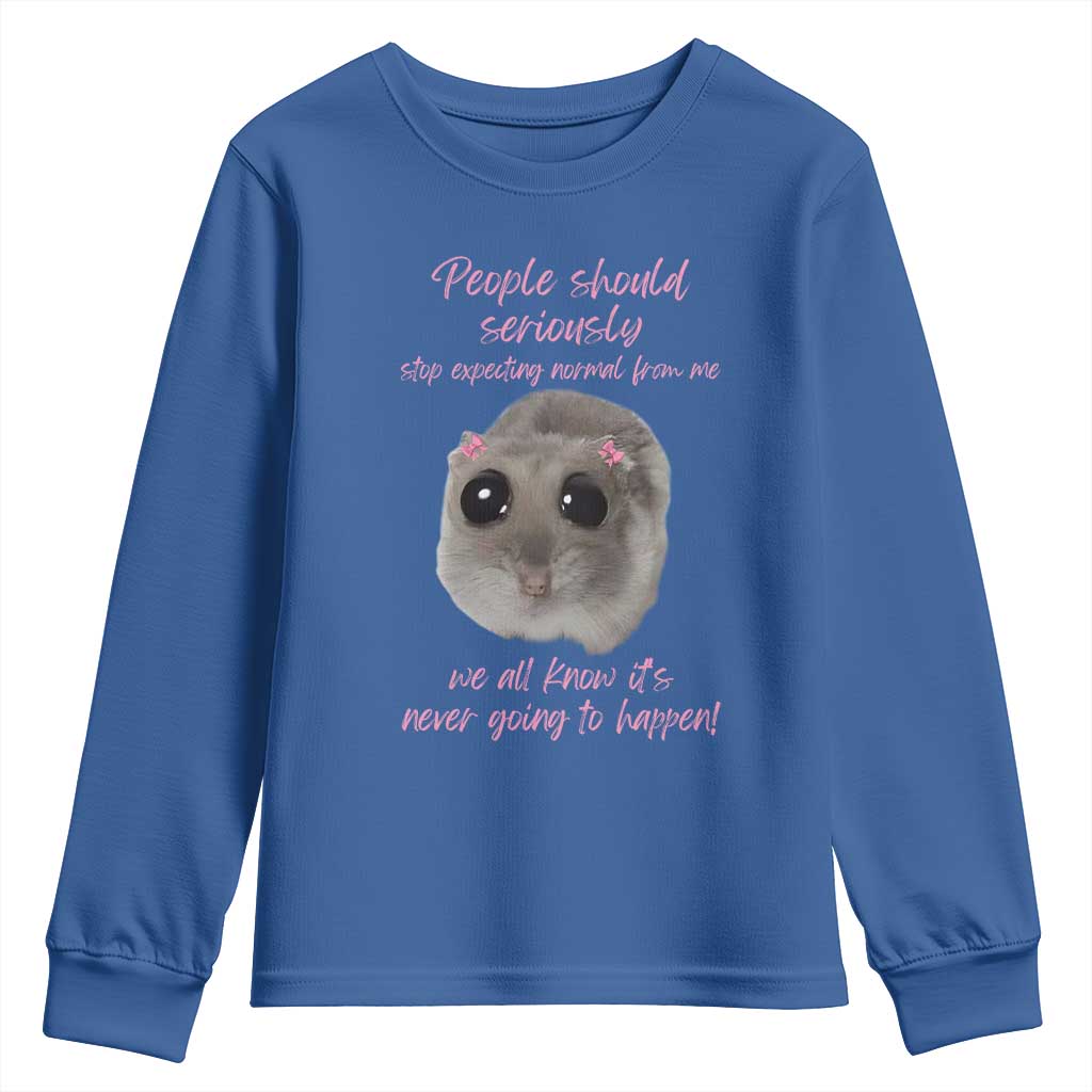 Funny Hamster Meme Youth Sweatshirt People Should Stop Expecting Normal Humor Gift - Wonder Print Shop