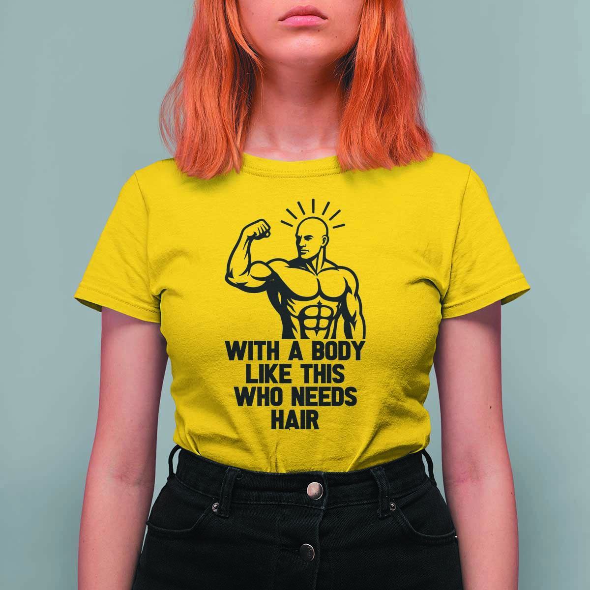 With A Body Like This Who Needs Hair T Shirt For Women Funny Bald Humor - Wonder Print Shop
