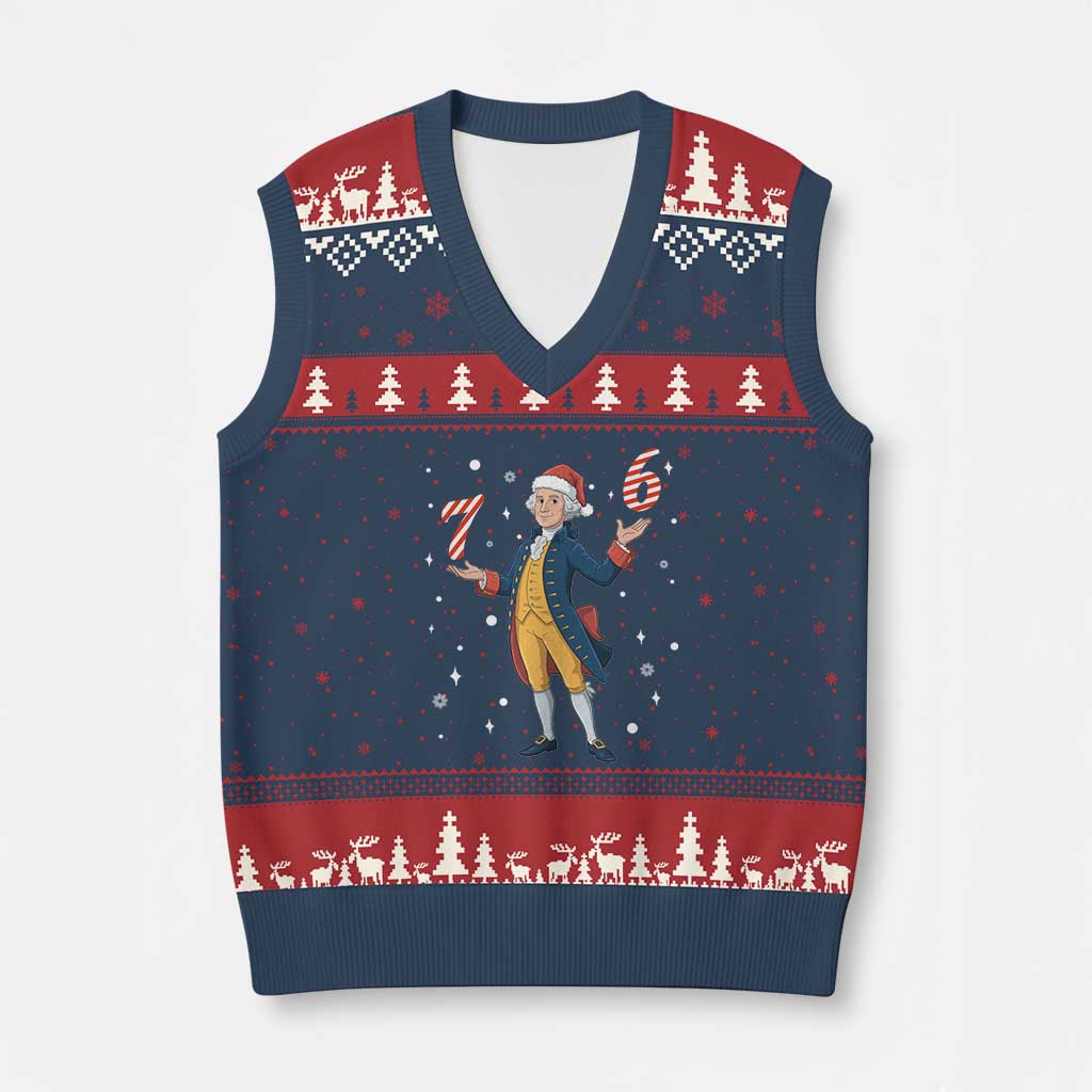 George Washington 67 Meme V-Neck Knit Sweater Vest Funny Xmas Gift - Wonder Print Shop