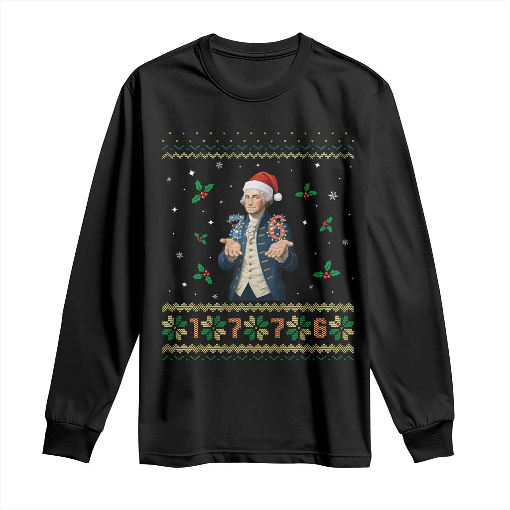 George Washington 67 Meme Long Sleeve Shirt Funny Christmas Ugly Sweater Gift - Wonder Print Shop