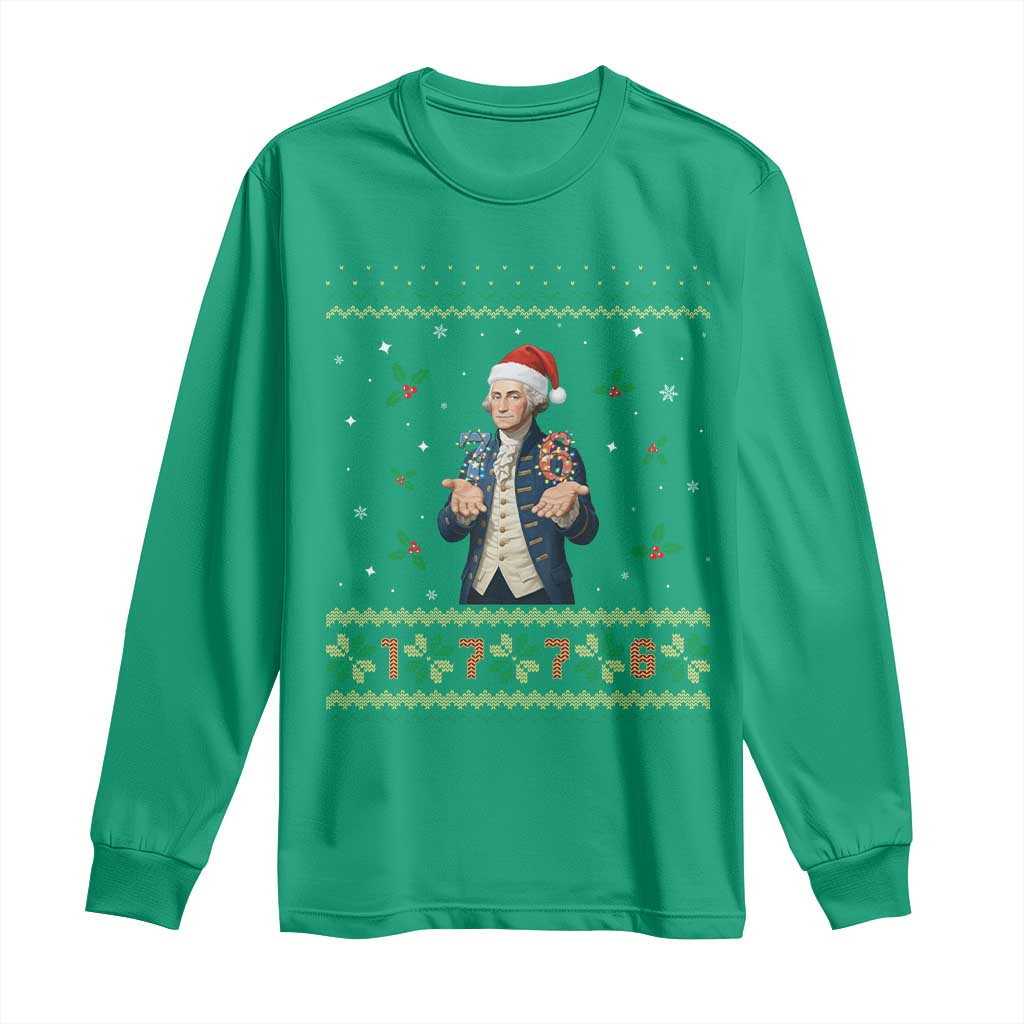 George Washington 67 Meme Long Sleeve Shirt Funny Christmas Ugly Sweater Gift - Wonder Print Shop