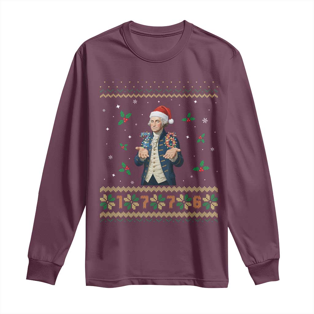 George Washington 67 Meme Long Sleeve Shirt Funny Christmas Ugly Sweater Gift - Wonder Print Shop