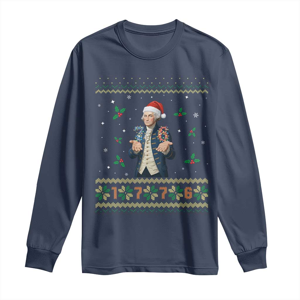 George Washington 67 Meme Long Sleeve Shirt Funny Christmas Ugly Sweater Gift - Wonder Print Shop