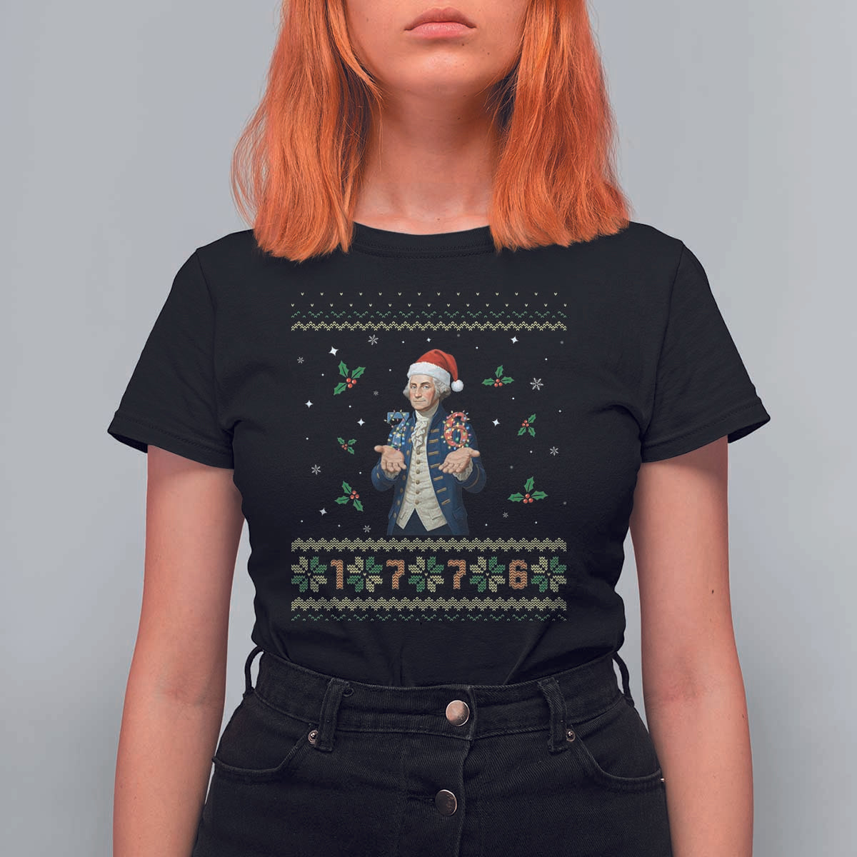 George Washington 67 Meme T Shirt For Women Funny Christmas Ugly Sweater Gift - Wonder Print Shop