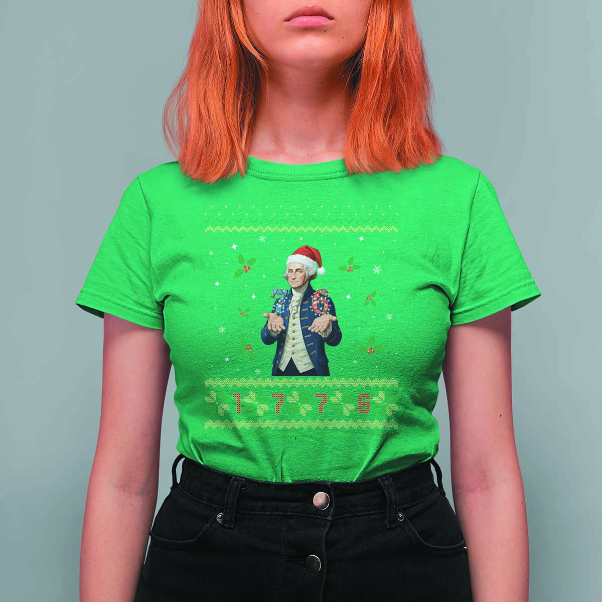 George Washington 67 Meme T Shirt For Women Funny Christmas Ugly Sweater Gift - Wonder Print Shop