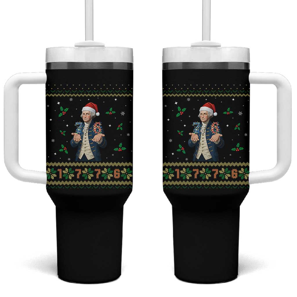 George Washington 67 Meme Tumbler With Handle Funny Christmas Ugly Sweater Gift - Wonder Print Shop