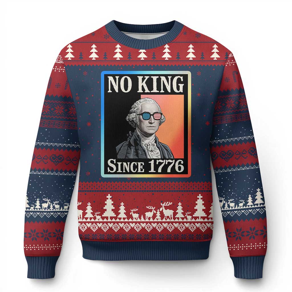 George Washington No Kings Since 1776 Ugly Christmas Sweater Funny Political Meme Gift - Wonder Print Shop