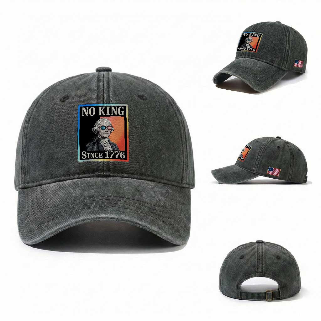 George Washington No Kings Since 1776 Washed Cotton Baseball Cap Funny Political Meme Gift