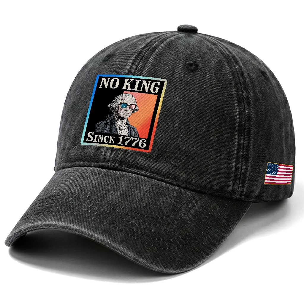 George Washington No Kings Since 1776 Washed Cotton Baseball Cap Funny Political Meme Gift