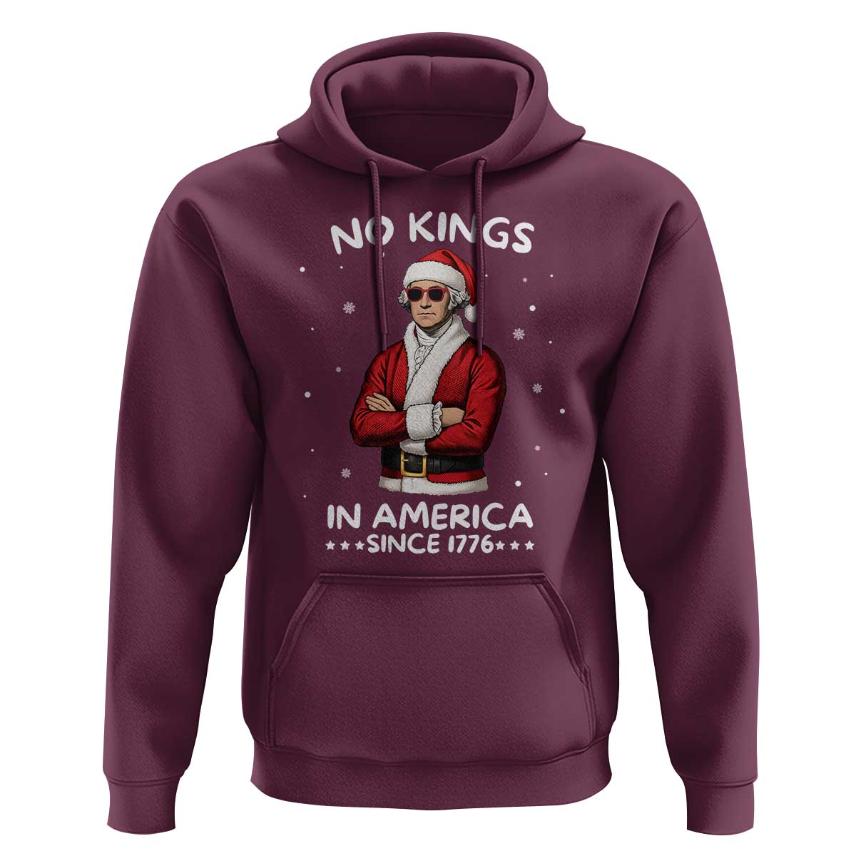 Funny Merry No Kings Since 1776 George Washington Hoodie Christmas Gift - Wonder Print Shop