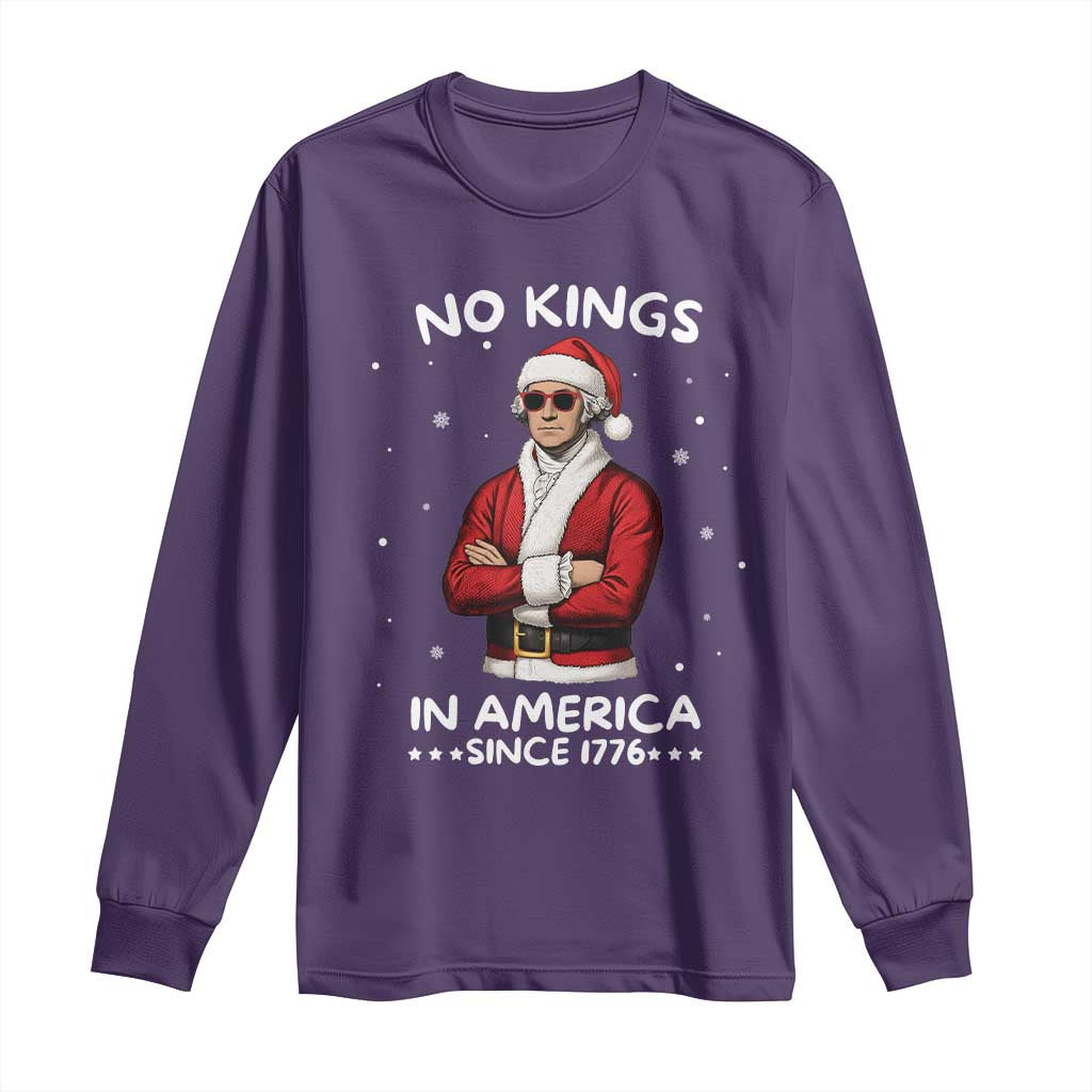 Funny Merry No Kings Since 1776 George Washington Long Sleeve Shirt Christmas Gift - Wonder Print Shop