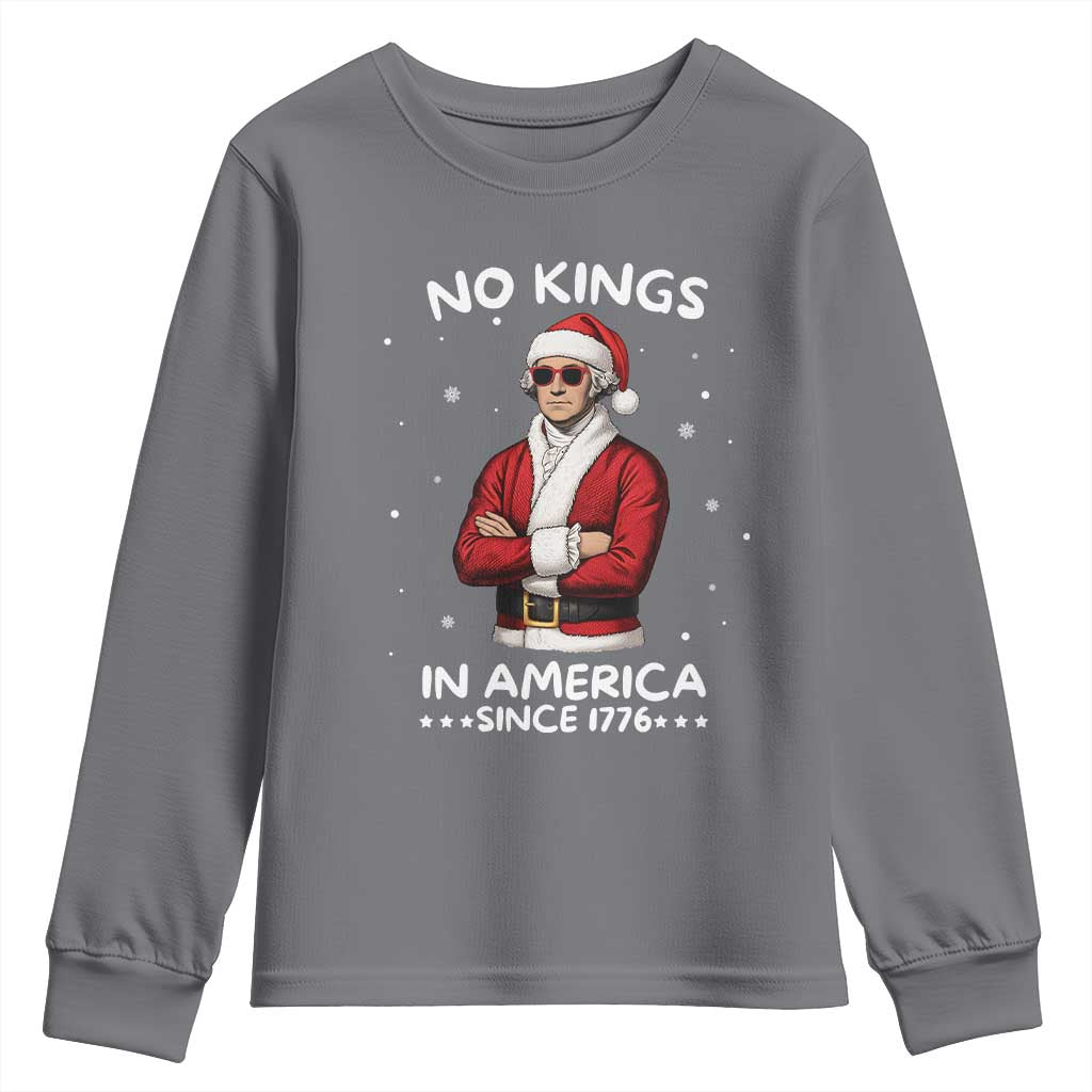 Funny Merry No Kings Since 1776 George Washington Youth Sweatshirt Christmas Gift - Wonder Print Shop