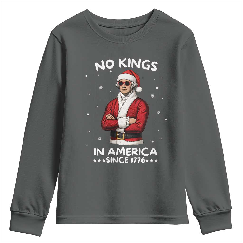 Funny Merry No Kings Since 1776 George Washington Youth Sweatshirt Christmas Gift - Wonder Print Shop