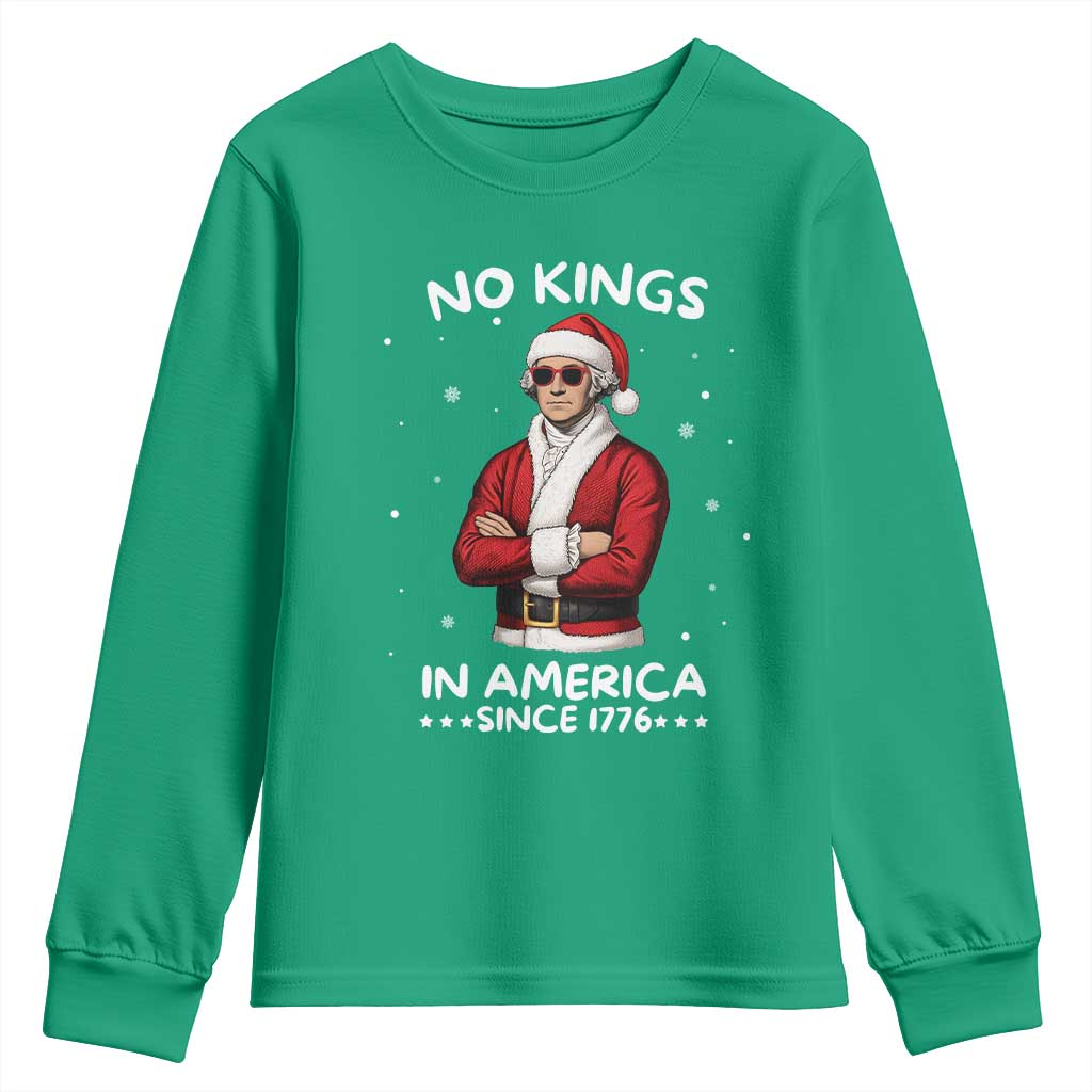 Funny Merry No Kings Since 1776 George Washington Youth Sweatshirt Christmas Gift - Wonder Print Shop