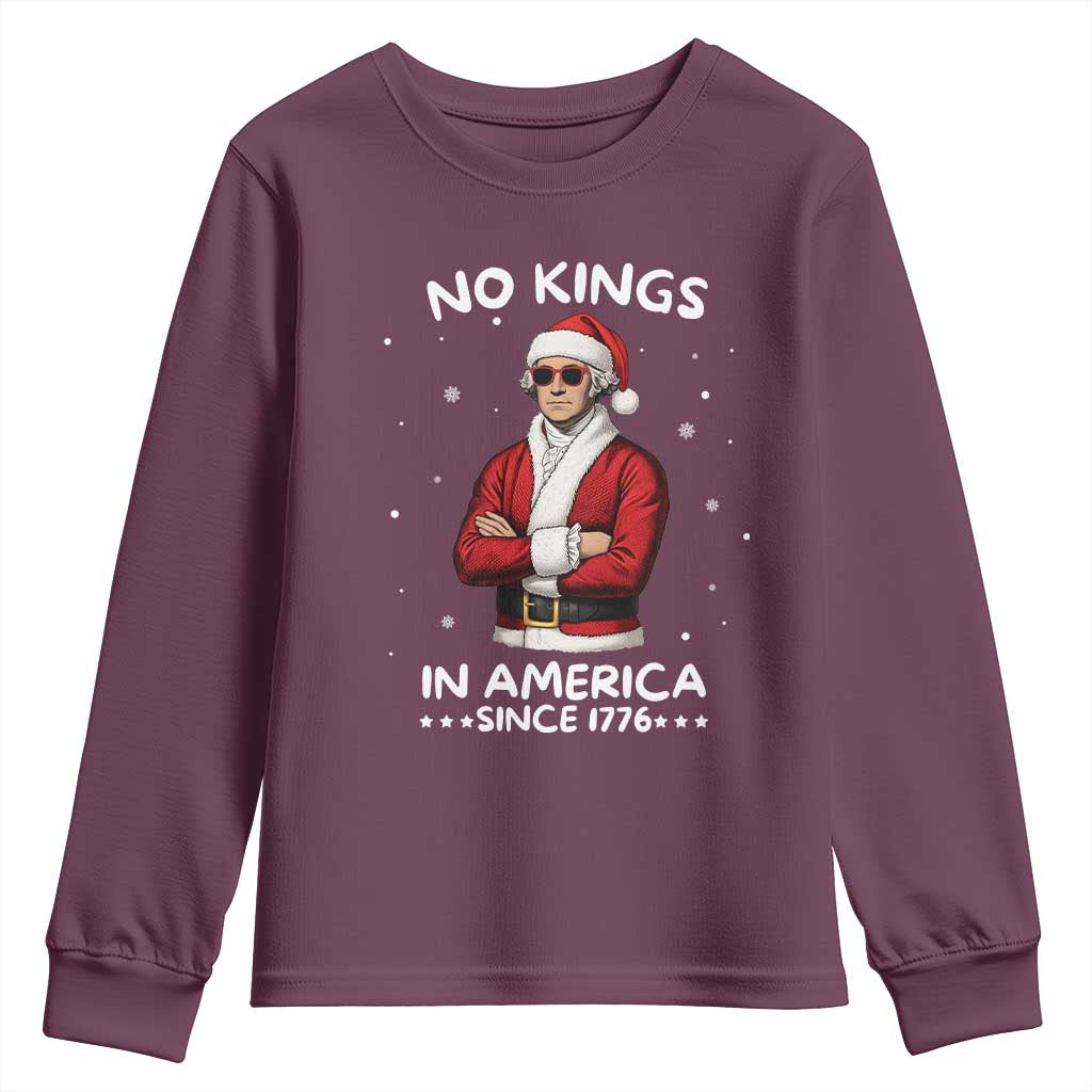 Funny Merry No Kings Since 1776 George Washington Youth Sweatshirt Christmas Gift - Wonder Print Shop