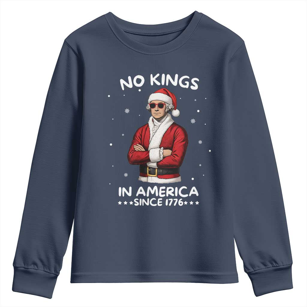 Funny Merry No Kings Since 1776 George Washington Youth Sweatshirt Christmas Gift - Wonder Print Shop