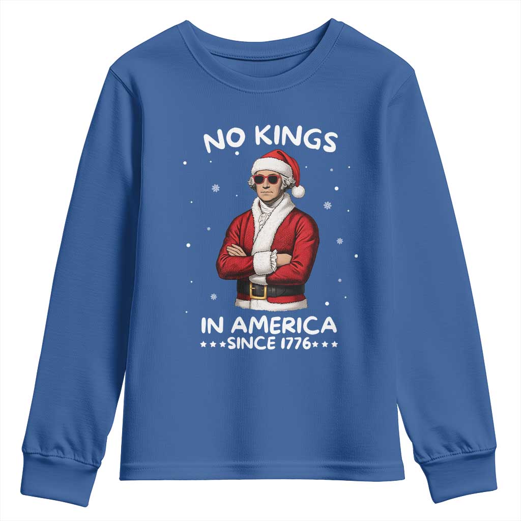Funny Merry No Kings Since 1776 George Washington Youth Sweatshirt Christmas Gift - Wonder Print Shop