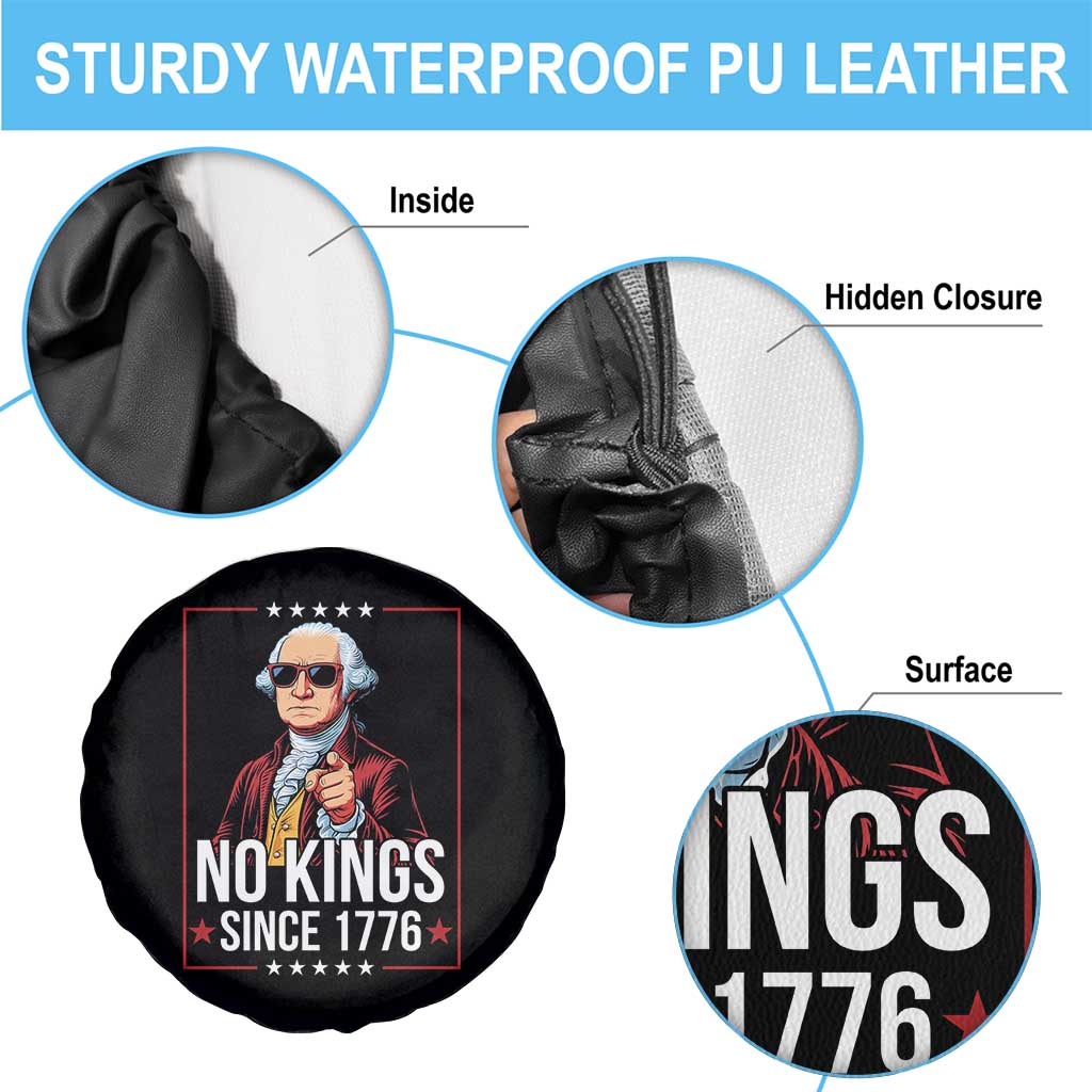 Funny George Washington No Kings 1776 Meme Vintage Gift Spare Tire Cover - Wonder Print Shop