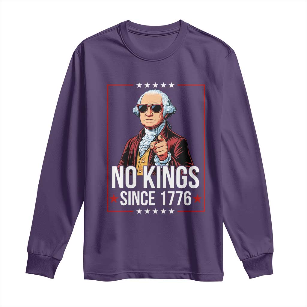 Funny George Washington No Kings 1776 Meme Vintage Gift Long Sleeve Shirt - Wonder Print Shop
