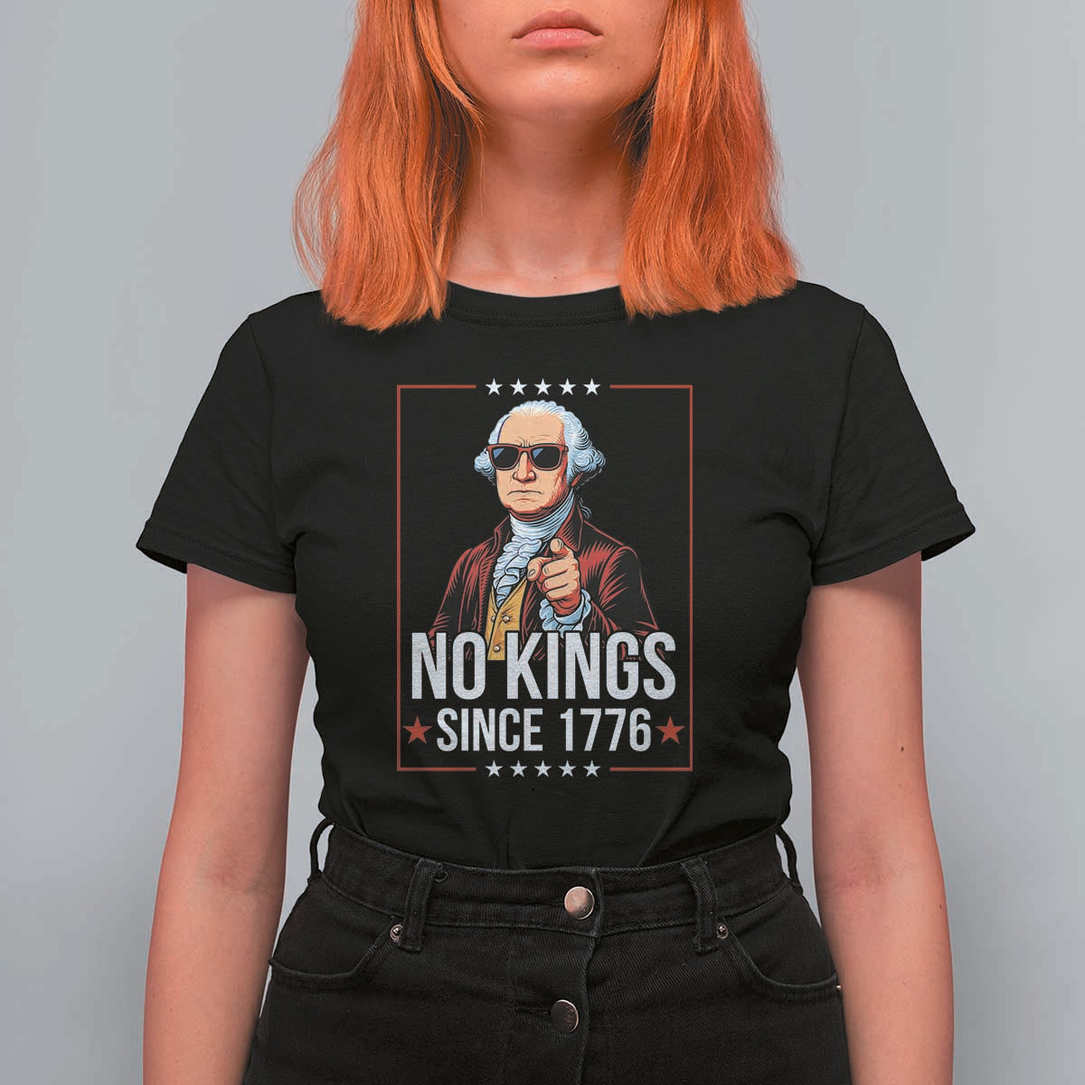 Funny George Washington No Kings 1776 Meme Vintage Gift T Shirt For Women - Wonder Print Shop