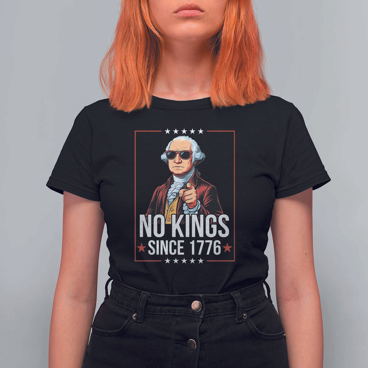 Funny George Washington No Kings 1776 Meme Vintage Gift T Shirt For Women - Wonder Print Shop