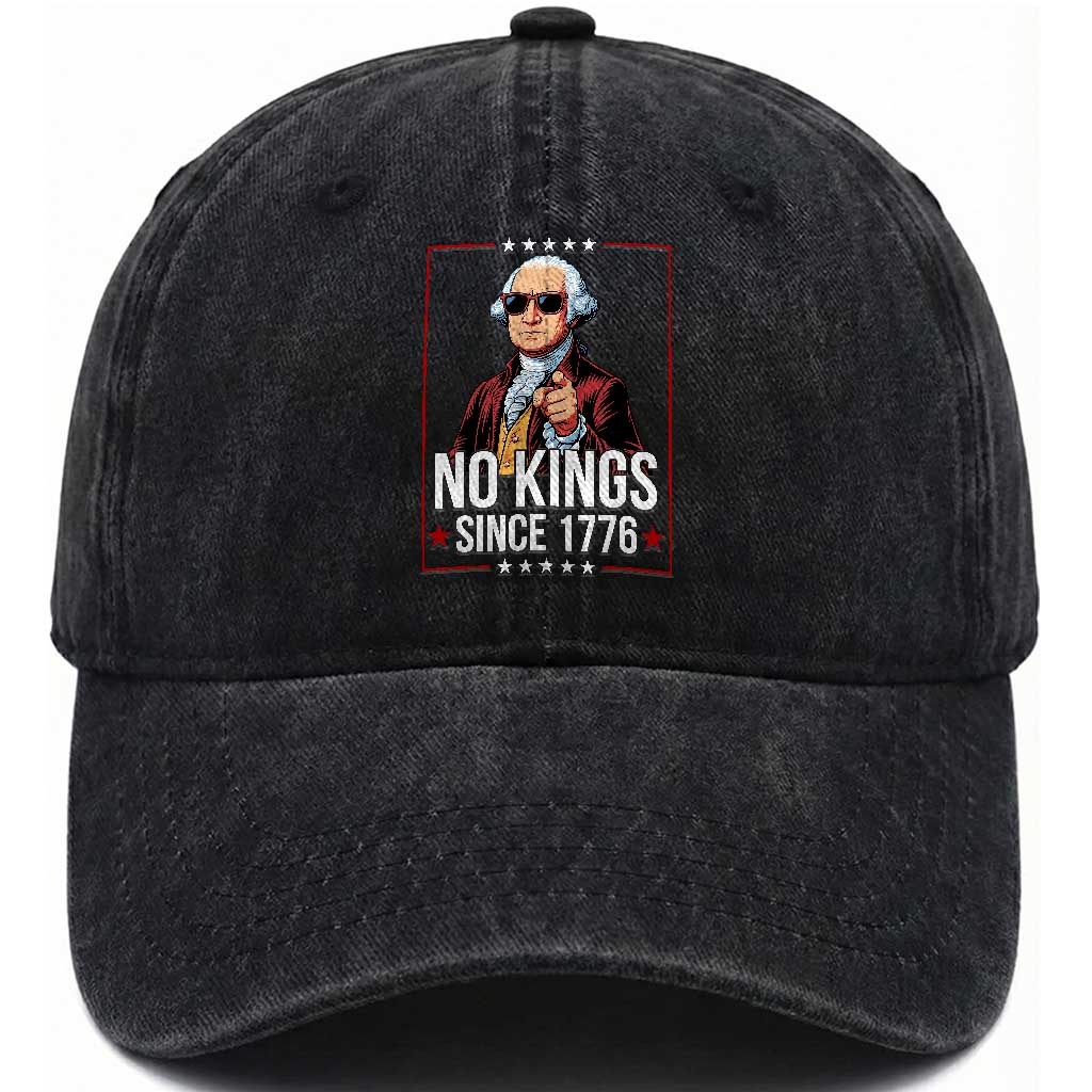 Funny George Washington No Kings 1776 Meme Vintage Gift Washed Cotton Baseball Cap