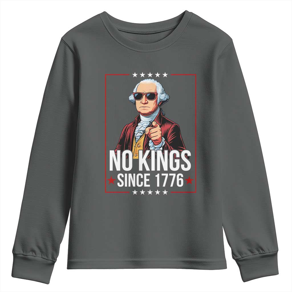 Funny George Washington No Kings 1776 Meme Vintage Gift Youth Sweatshirt - Wonder Print Shop