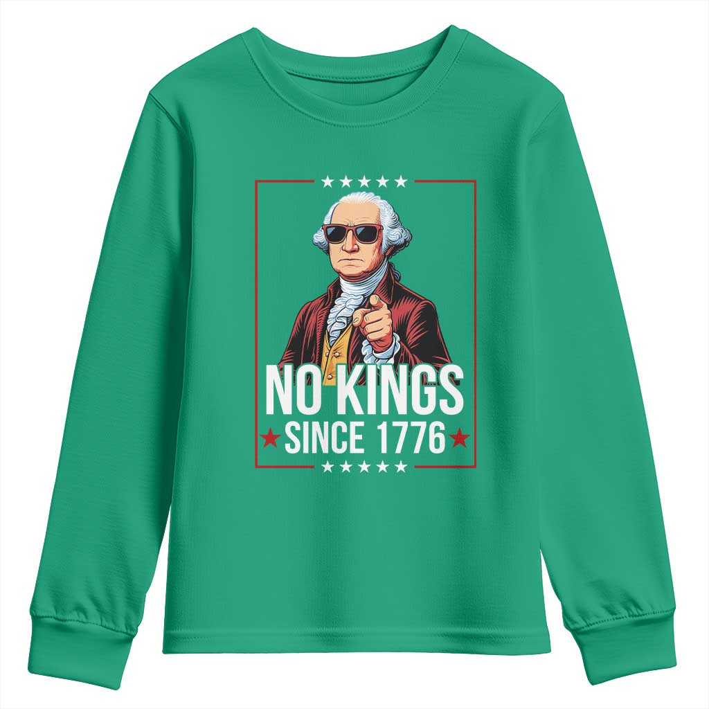 Funny George Washington No Kings 1776 Meme Vintage Gift Youth Sweatshirt - Wonder Print Shop
