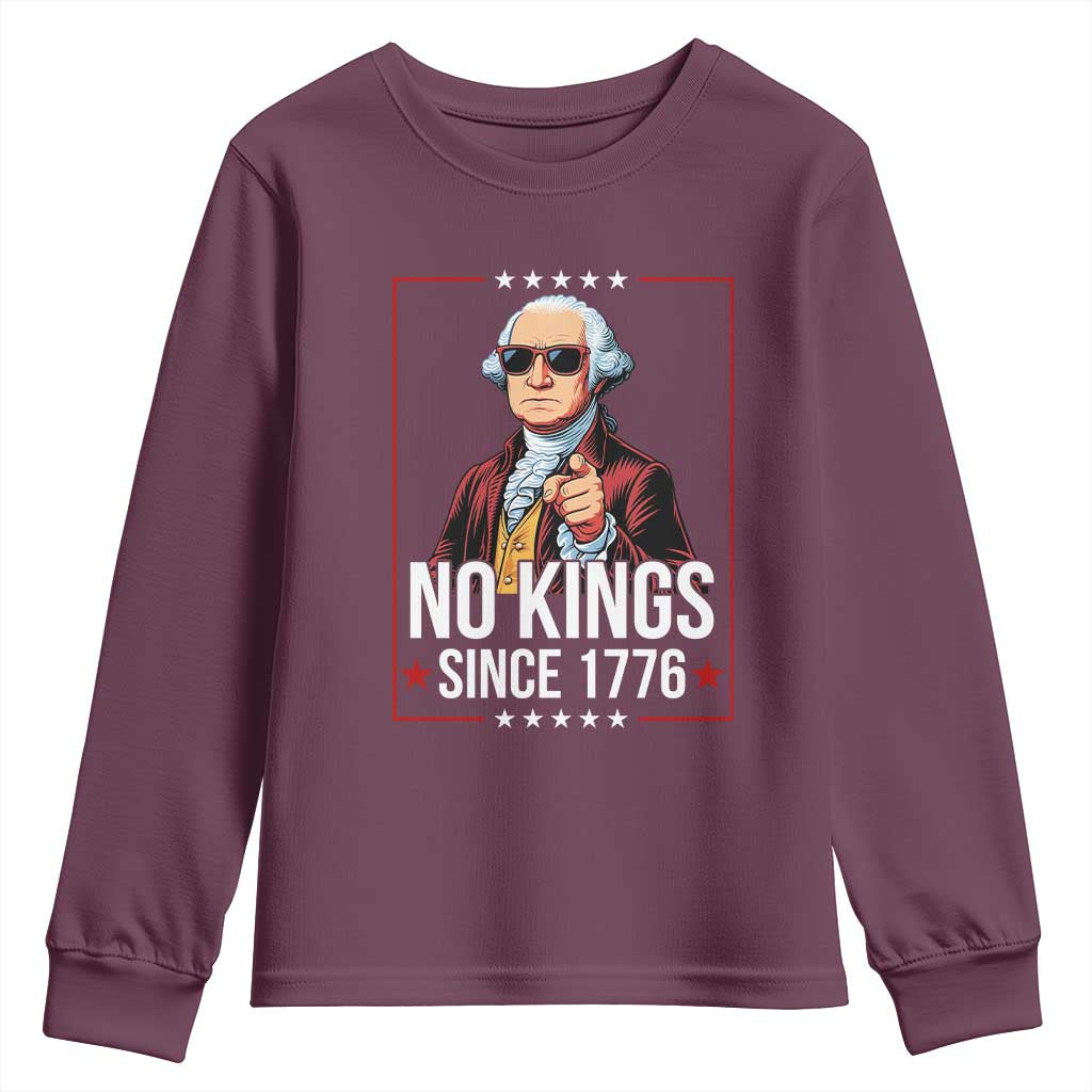Funny George Washington No Kings 1776 Meme Vintage Gift Youth Sweatshirt - Wonder Print Shop