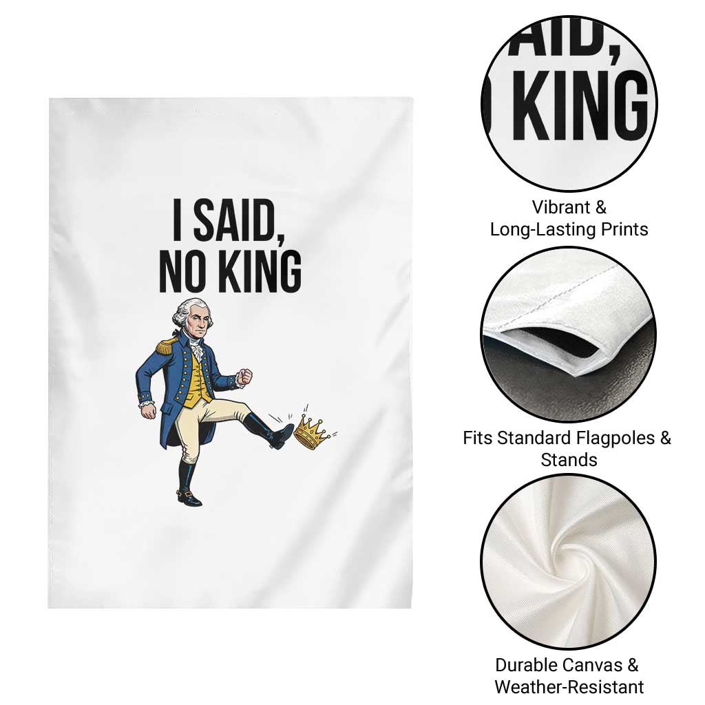 George Washington Kicking Crown Garden Flag Funny No Kings Meme Gift - Wonder Print Shop