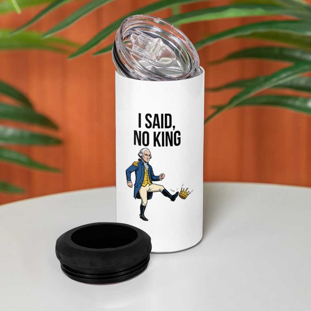 George Washington Kicking Crown 4 in 1 Can Cooler Tumbler Funny No Kings Meme Gift - Wonder Print Shop