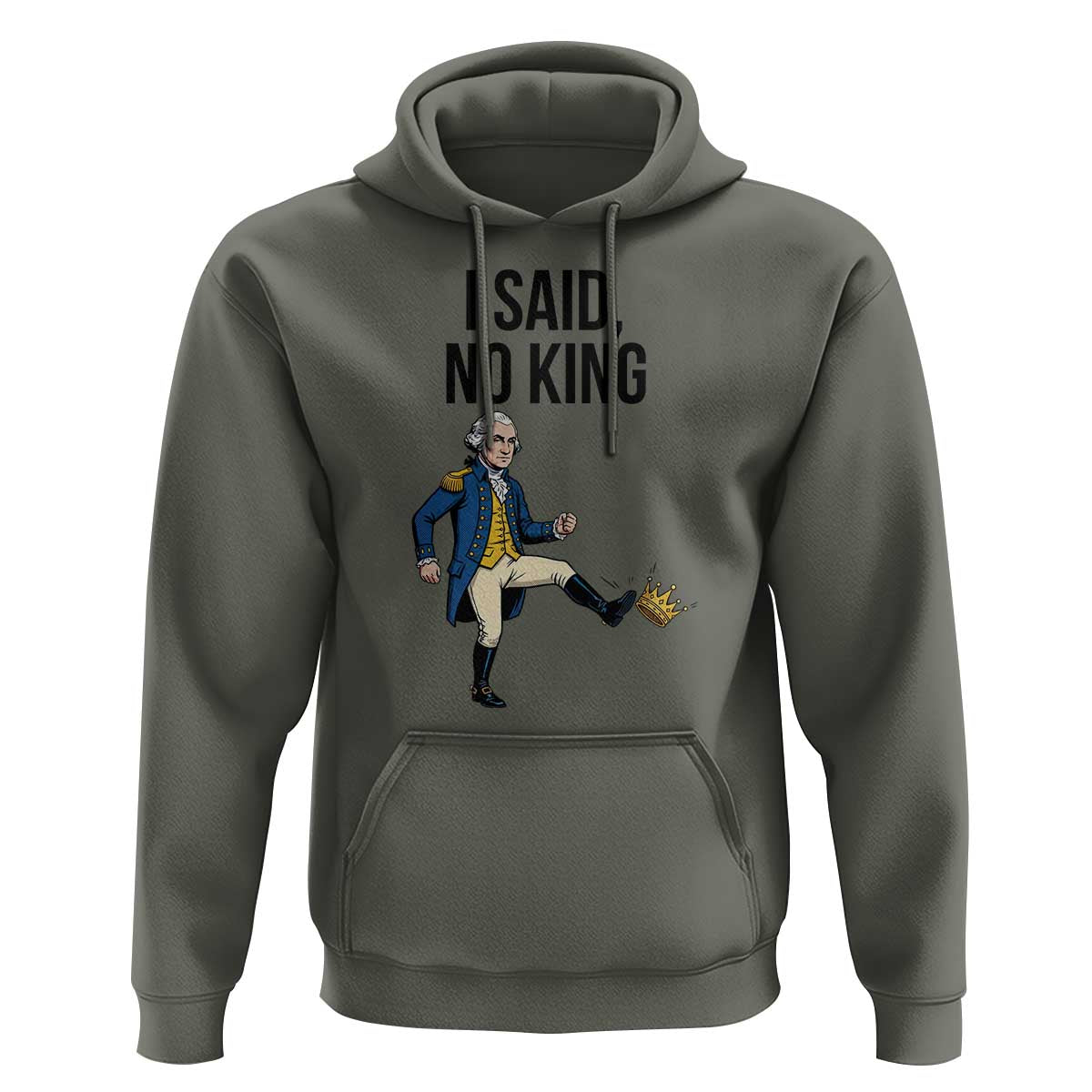 George Washington Kicking Crown Hoodie Funny No Kings Meme Gift - Wonder Print Shop