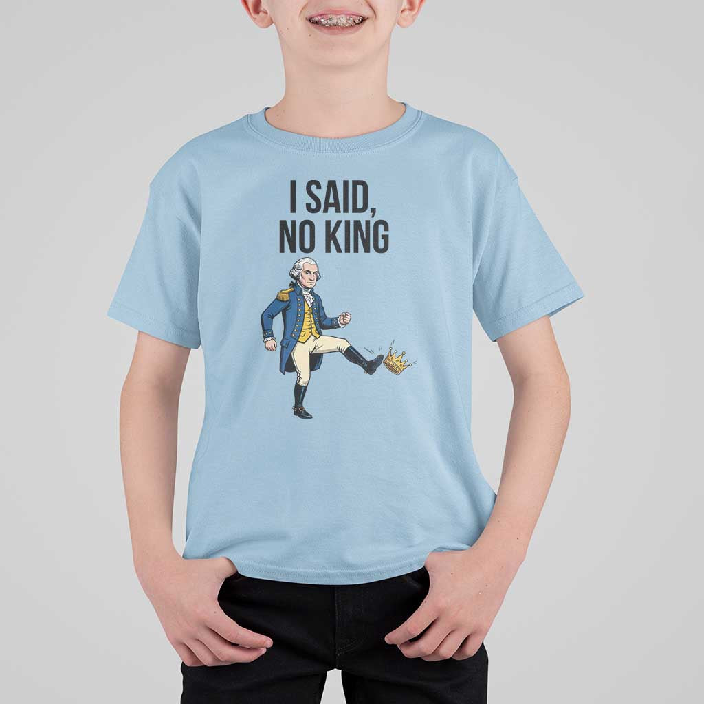 George Washington Kicking Crown T Shirt For Kid Funny No Kings Meme Gift - Wonder Print Shop