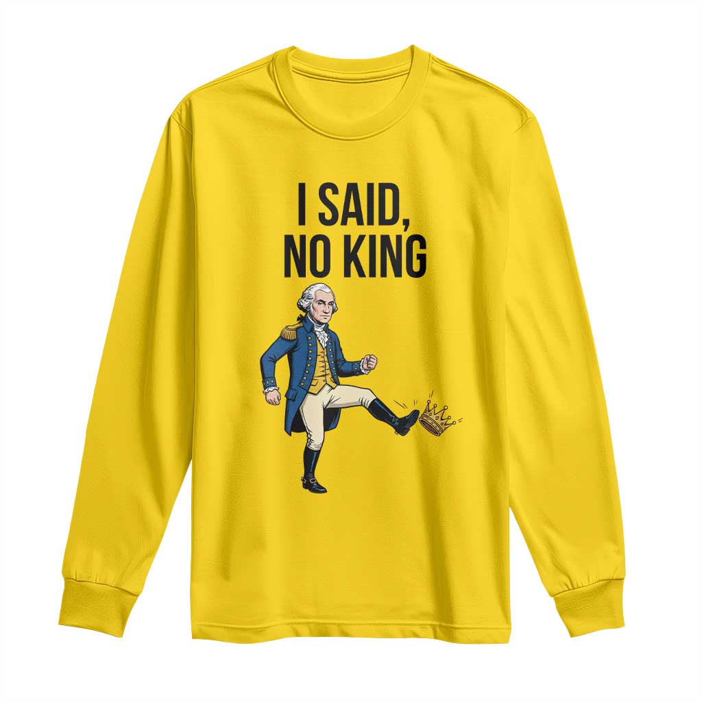 George Washington Kicking Crown Long Sleeve Shirt Funny No Kings Meme Gift - Wonder Print Shop