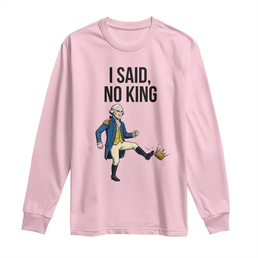 George Washington Kicking Crown Long Sleeve Shirt Funny No Kings Meme Gift - Wonder Print Shop