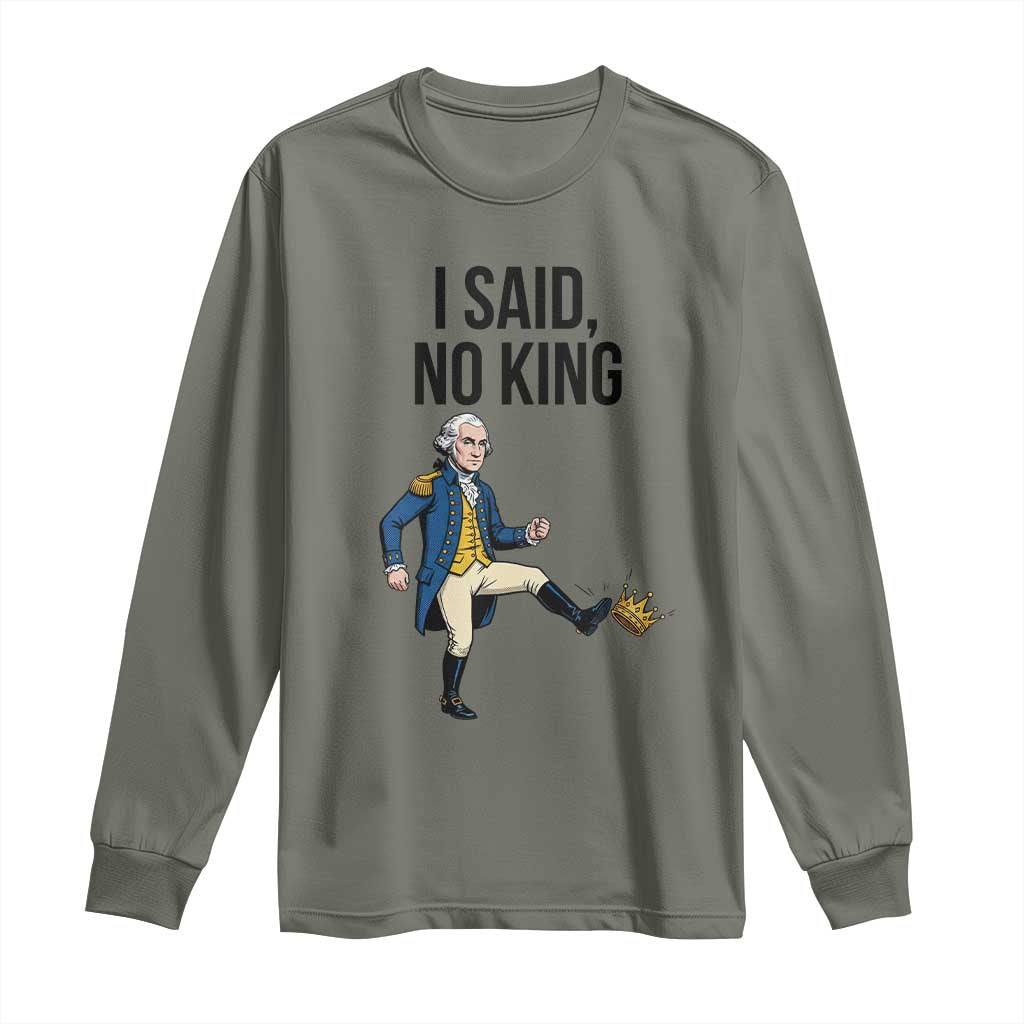 George Washington Kicking Crown Long Sleeve Shirt Funny No Kings Meme Gift - Wonder Print Shop