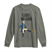 George Washington Kicking Crown Long Sleeve Shirt Funny No Kings Meme Gift - Wonder Print Shop