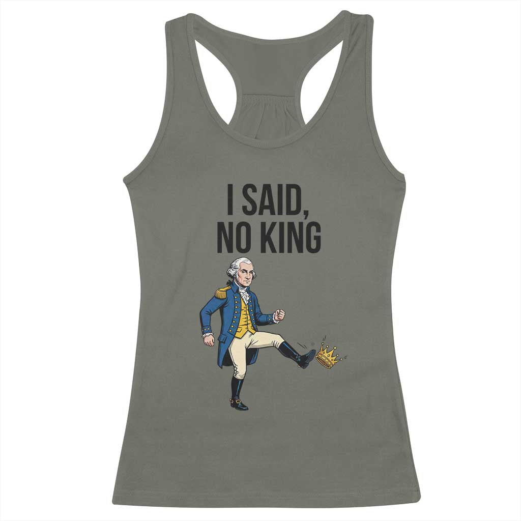 George Washington Kicking Crown Racerback Tank Top Funny No Kings Meme Gift - Wonder Print Shop