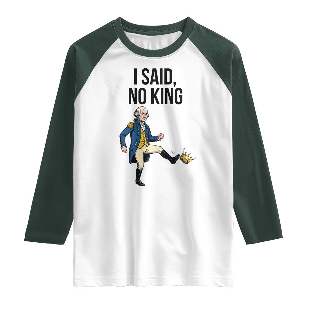 George Washington Kicking Crown Raglan Shirt Funny No Kings Meme Gift - Wonder Print Shop