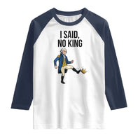 George Washington Kicking Crown Raglan Shirt Funny No Kings Meme Gift - Wonder Print Shop
