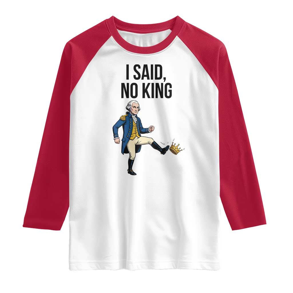 George Washington Kicking Crown Raglan Shirt Funny No Kings Meme Gift - Wonder Print Shop