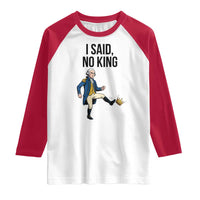 George Washington Kicking Crown Raglan Shirt Funny No Kings Meme Gift - Wonder Print Shop