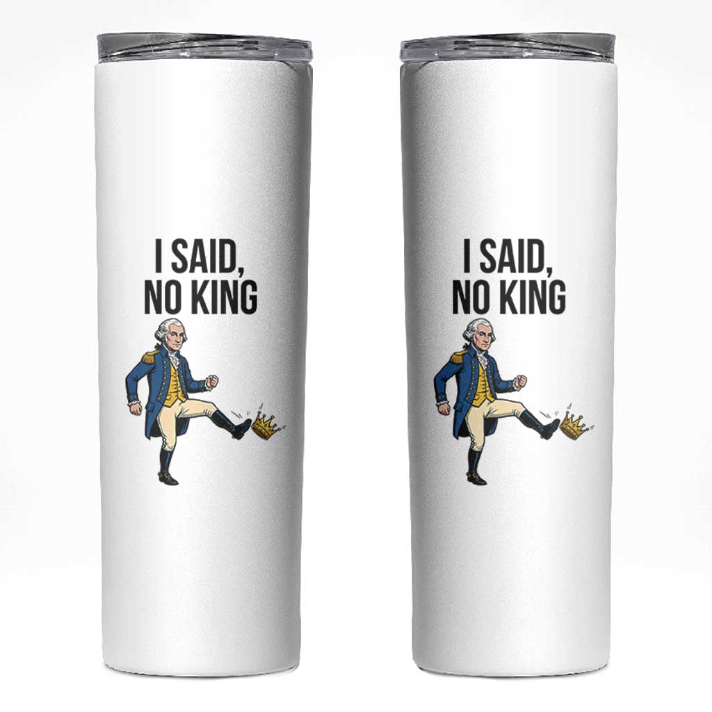 George Washington Kicking Crown Skinny Tumbler Funny No Kings Meme Gift - Wonder Print Shop