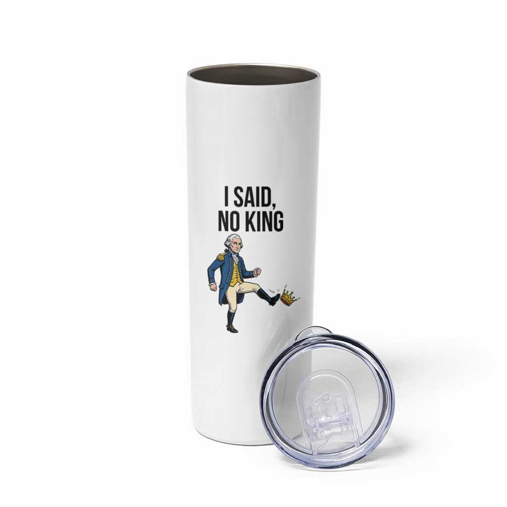 George Washington Kicking Crown Skinny Tumbler Funny No Kings Meme Gift - Wonder Print Shop