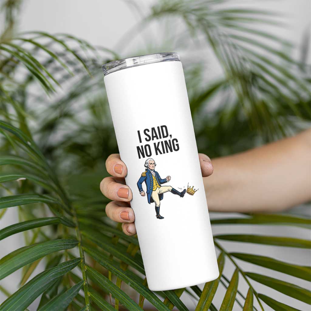 George Washington Kicking Crown Skinny Tumbler Funny No Kings Meme Gift - Wonder Print Shop