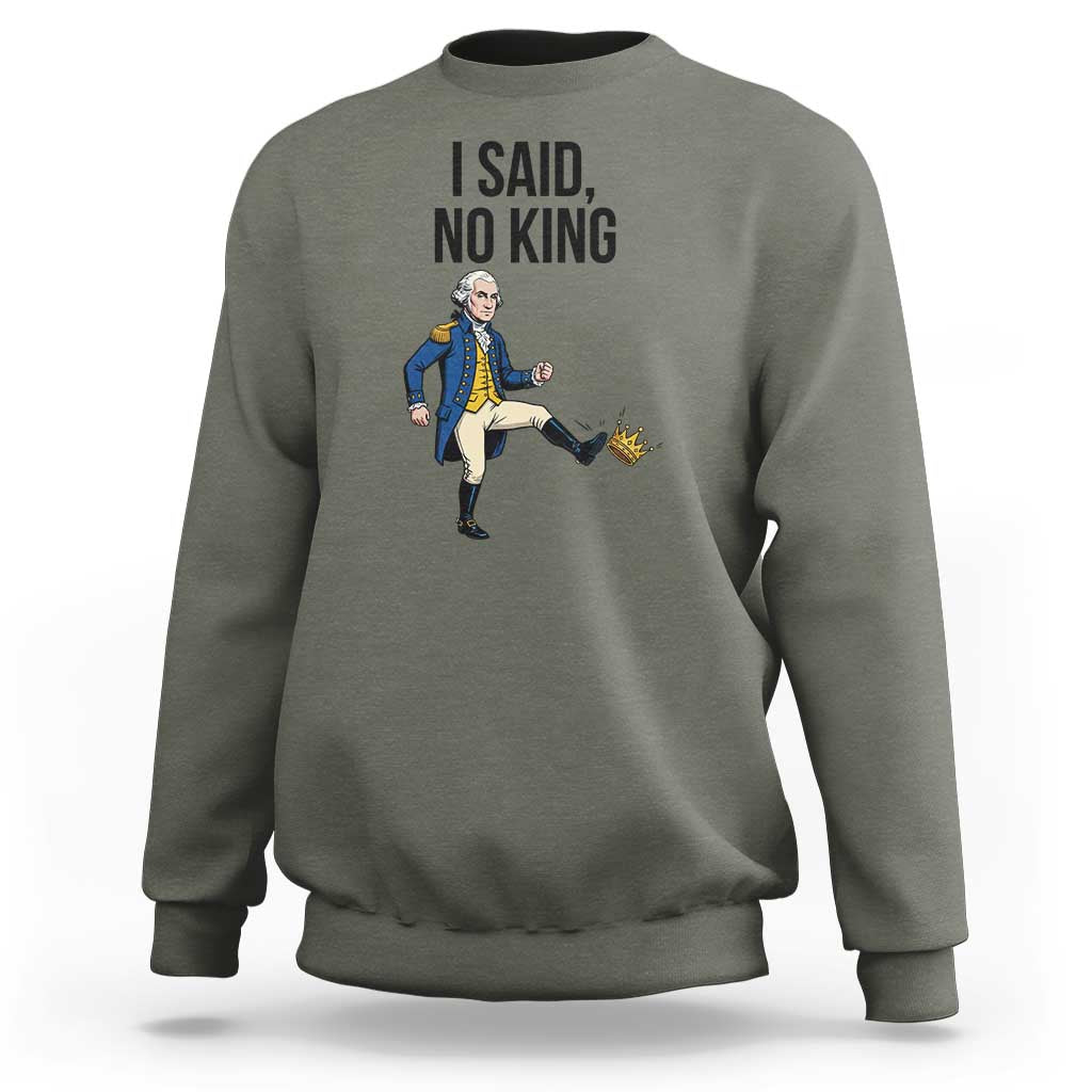 George Washington Kicking Crown Sweatshirt Funny No Kings Meme Gift - Wonder Print Shop