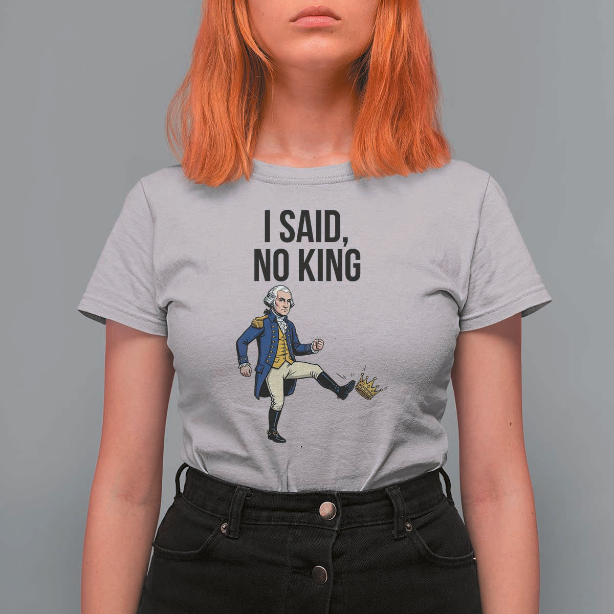 George Washington Kicking Crown T Shirt For Women Funny No Kings Meme Gift - Wonder Print Shop