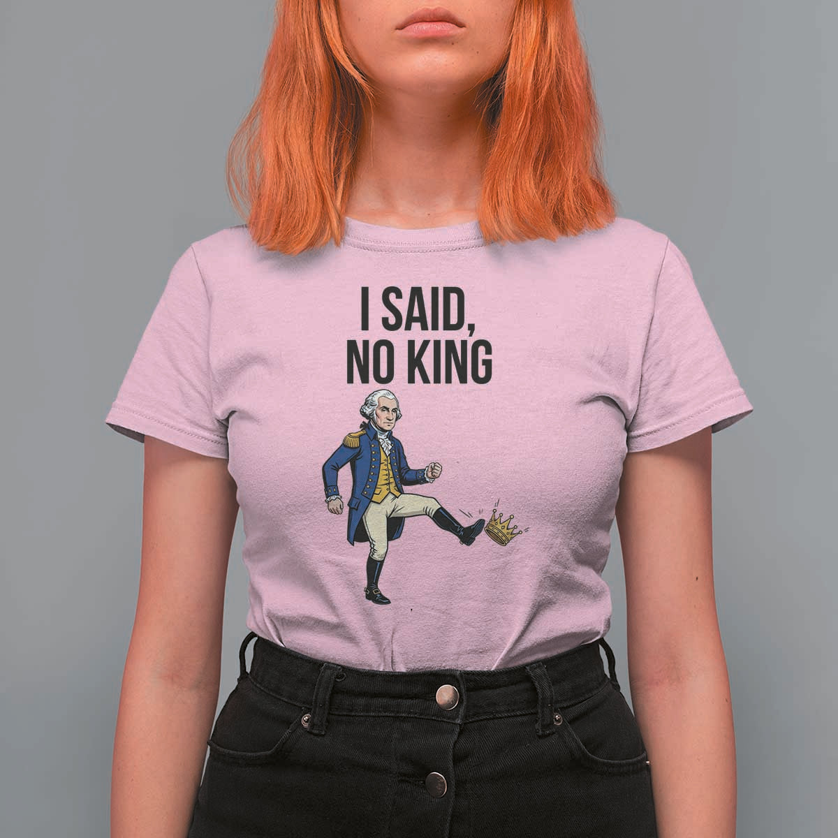 George Washington Kicking Crown T Shirt For Women Funny No Kings Meme Gift - Wonder Print Shop