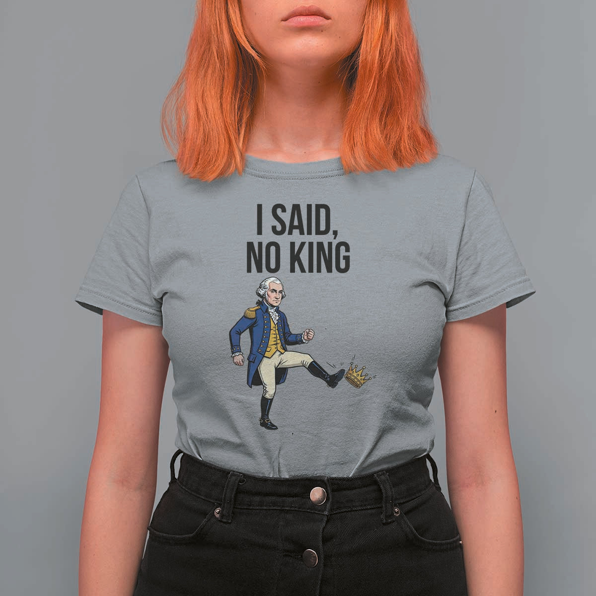 George Washington Kicking Crown T Shirt For Women Funny No Kings Meme Gift - Wonder Print Shop