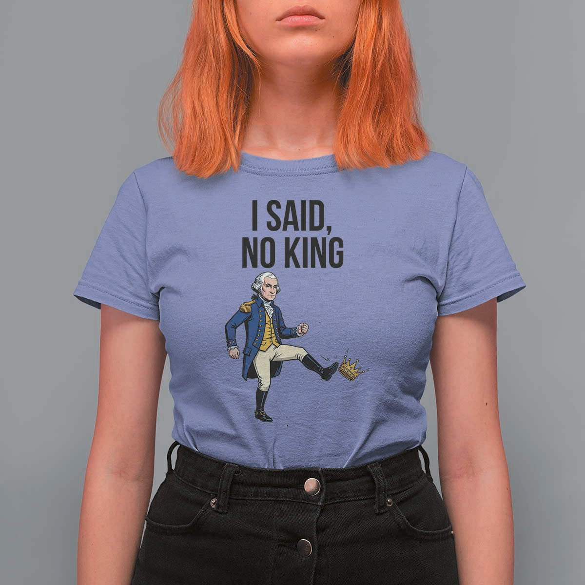 George Washington Kicking Crown T Shirt For Women Funny No Kings Meme Gift - Wonder Print Shop